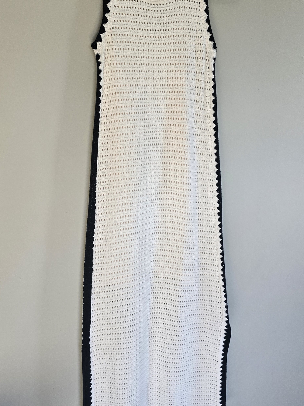 Universal Thread Cream & Black Crochet Maxi Dress with Contrast Side Trim